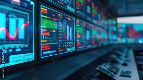 Logistics dashboard in a high-tech control room with real-time data