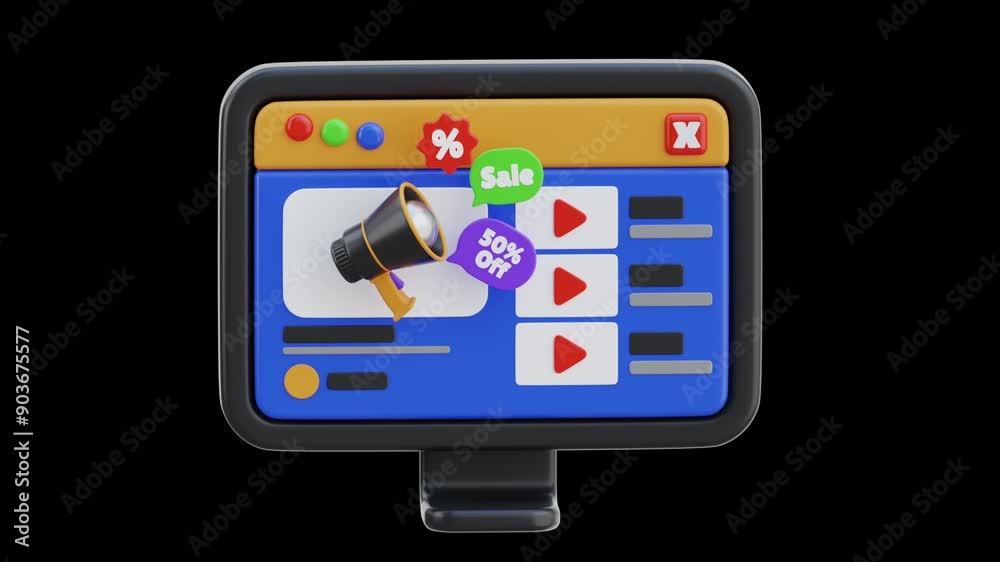 3D Animation of Online Marketing Increases Visibility | Alpha Channel 3D Animation of Online Marketing Increases Visibility | Alpha Channel
