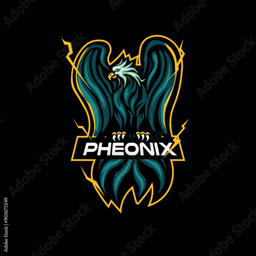 Thunder Pheonix mascot perfect for esport logo design