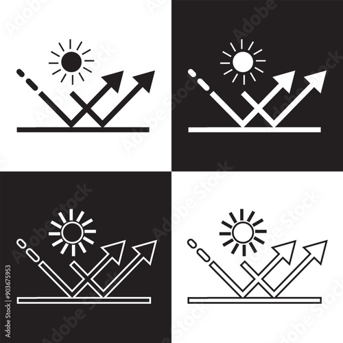 Surface reflection icon vector, sun resistant protection icon. Simple black and white symbol illustration. EPS 10
