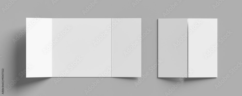 Gate fold brochure mock up isolated on white background. 3 panel ...