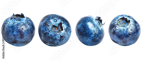 Wallpaper Mural Set of five old blueberries on isolated on white background top view Torontodigital.ca