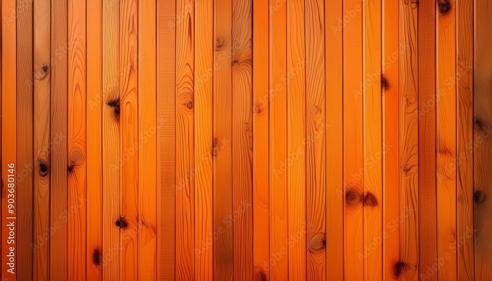 Fototapeta premium Wooden Texture - Orange Wooden Background Table for Product Placement or Mockup - Planks of Natural Wood set up Vertically - Space for Copy - Timber Boarding Background