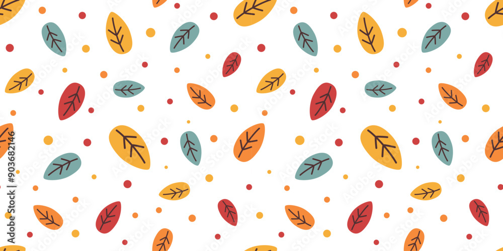 Autumn seamless pattern with bright leaves in trendy design. Fall season vector illustration in flat style.
Textile, wallpaper and scrapbook paper pattern.
Autumn seamless pattern with bright leaves in trendy design. Fall season vector illustration in flat style.
Textile, wallpaper and scrapbook paper pattern.