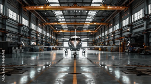 Interior view of an aerospace manufacturing plant