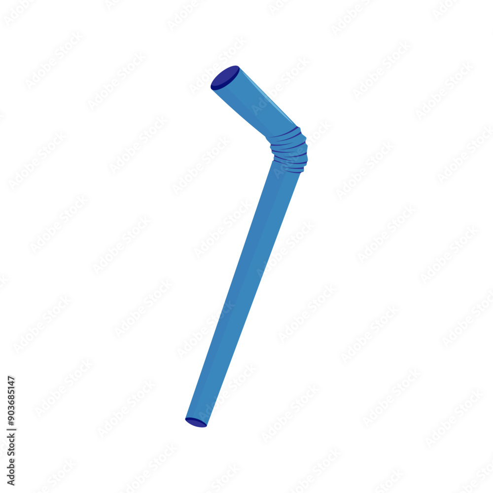 Graphic vector illustration of a blue plastic straw in cartoon style Graphic vector illustration of a blue plastic straw in cartoon style