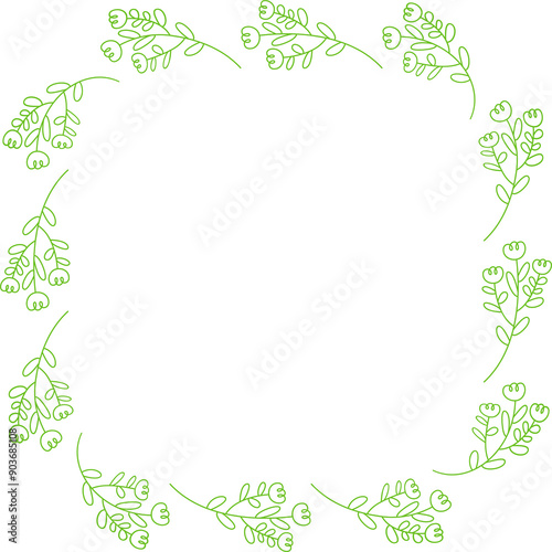 Floral Wreath Line Art Illustration