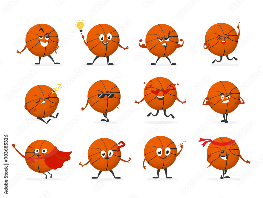 Fototapeta premium Vibrant cartoon basketball characters engaging in fun activities and expressive emotions
