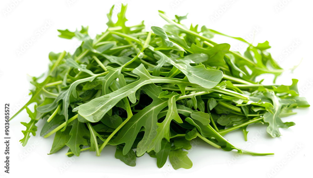 Heap of Green fresh rucola or arugula leaf isolated on white background Heap of Green fresh rucola or arugula leaf isolated on white background