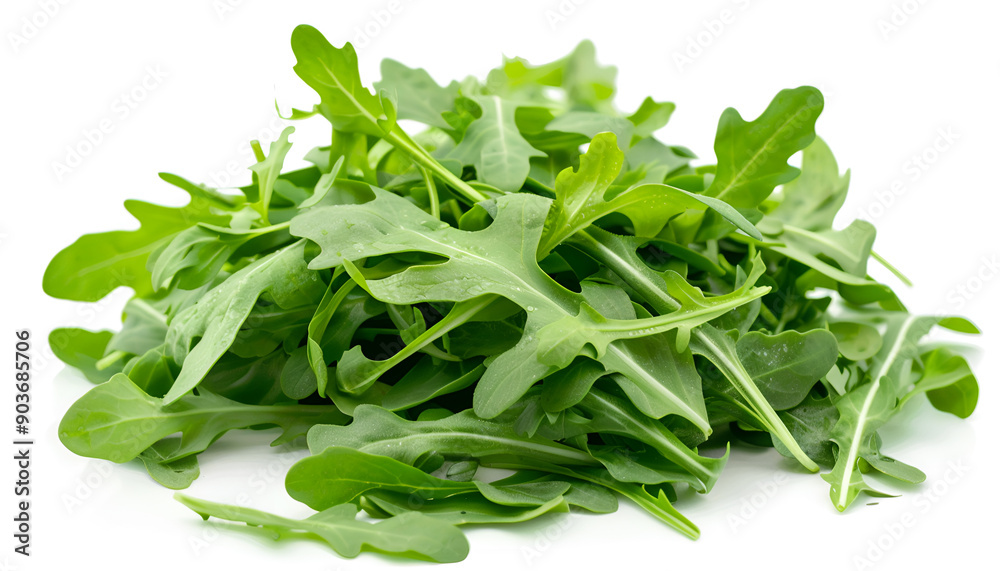 Heap of Green fresh rucola or arugula leaf isolated on white background Heap of Green fresh rucola or arugula leaf isolated on white background