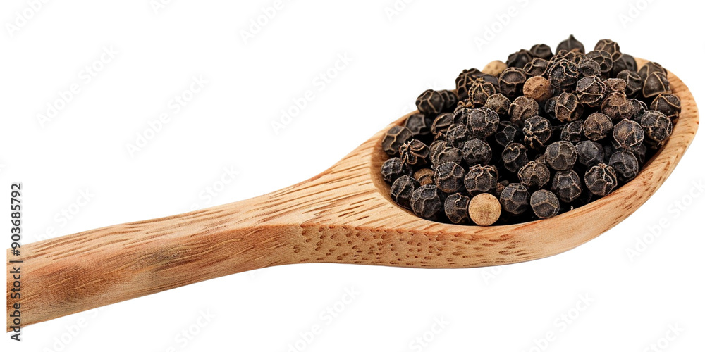 Black pepper on wooden spoon Black pepper on wooden spoon