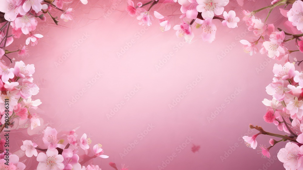 Pink Cherry blossom Illustration. Frame of Sakura Cherry Blossoms Spring flower Pink Cherry blossom Illustration. Frame of Sakura Cherry Blossoms Spring flower