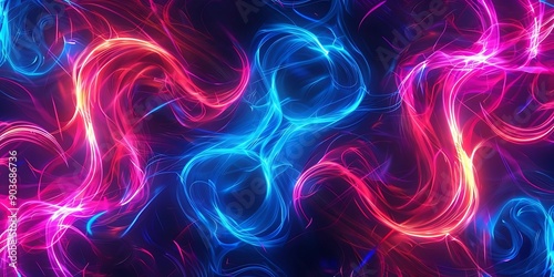 Abstract Background with Blue and Red Neon Lines Illustration © YOGI C