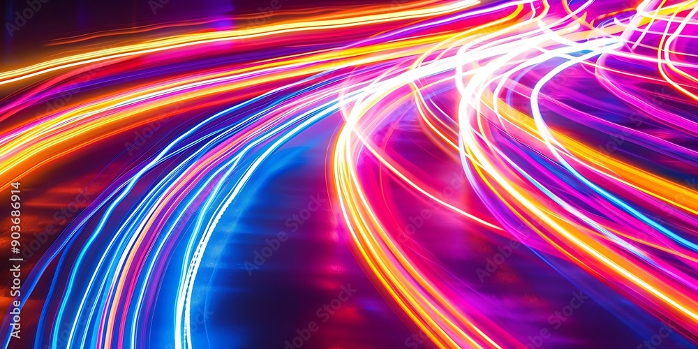 Abstract Light Trails, Neon Lights Abstract Light Trails, Neon Lights