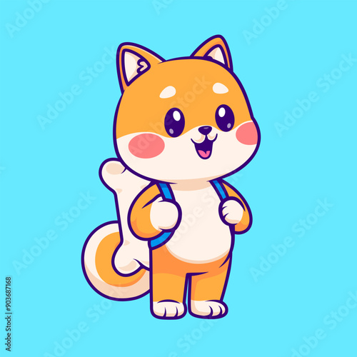 Cute Shiba Inu Dog With Bone Bag Cartoon Vector Icon
Illustration. Animal Education Icon Concept Isolated Premium
Vector. Flat Cartoon Style