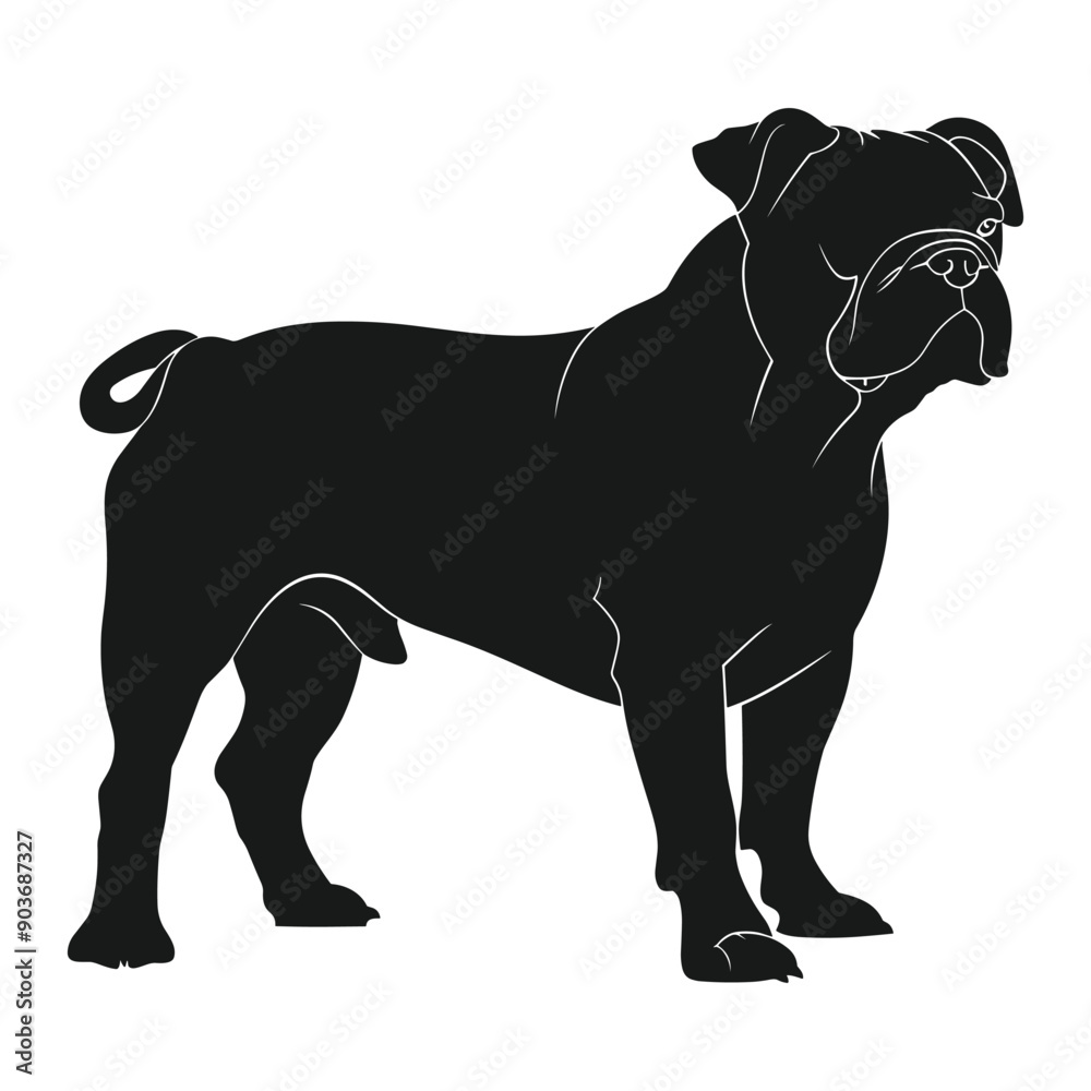 Black silhouette of a bulldog on a white background. Black silhouette of a bulldog on a white background.
