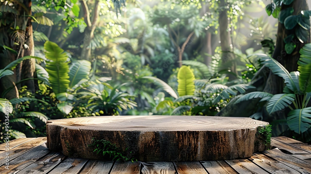 Wooden Platform in Lush Tropical Jungle Wooden Platform in Lush Tropical Jungle
