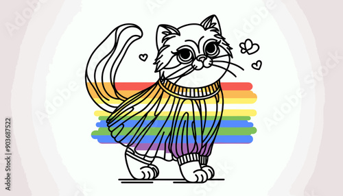  Birman Cat With LGBTQ Rainbow Pride Flag Funny Pround Mom Dad of Gay Lesbian Ally   Vector svg Clipart photo