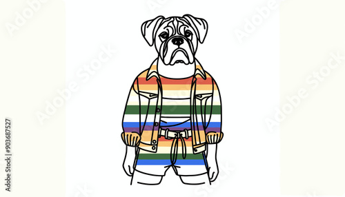  Boxer Dog With LGBTQ Rainbow Pride Flag Funny Pround Mom Dad of Gay Lesbian Ally Vector svg Clipart   photo