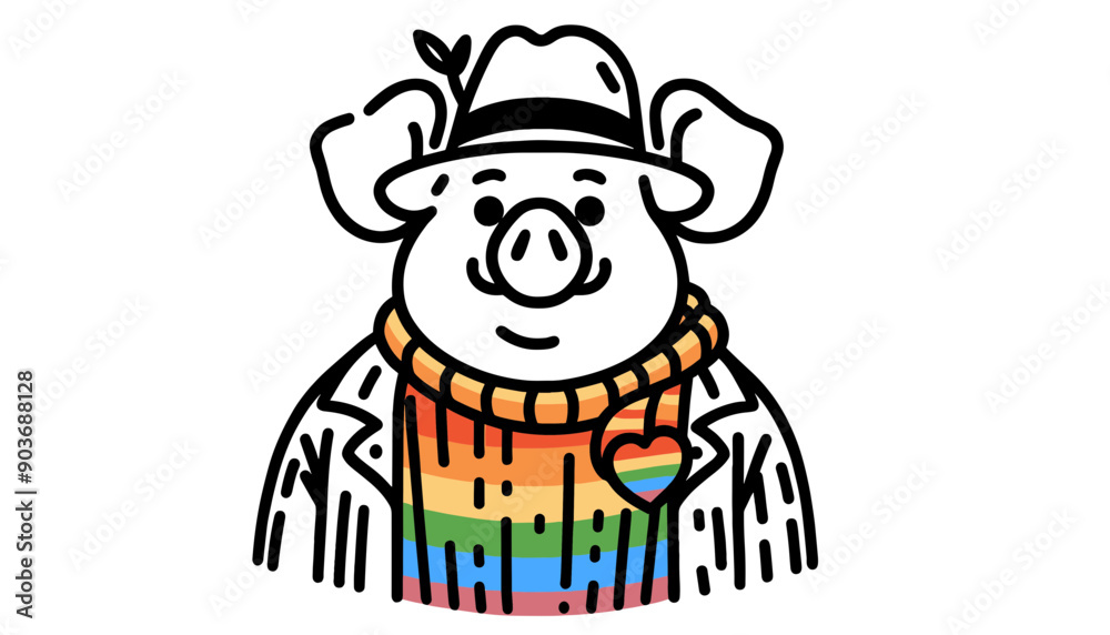 Pig With LGBTQ Rainbow Pride Flag Funny Pround Mom Dad of Gay Lesbian Ally Vector svg Clipart Pig With LGBTQ Rainbow Pride Flag Funny Pround Mom Dad of Gay Lesbian Ally Vector svg Clipart