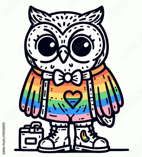  Owl With LGBTQ Rainbow Pride Flag Funny Pround Mom Dad of Gay Lesbian Ally   Vector svg Clipart