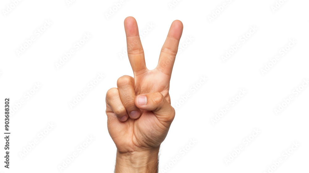 Peace hand sign , number two on transparent background Peace hand sign , number two on transparent background