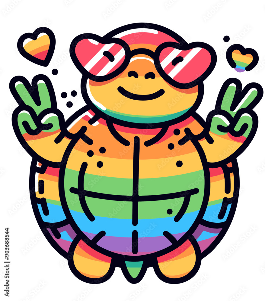 Obraz premium Turtle With LGBTQ Rainbow Pride Flag Funny Pround Mom Dad of Gay Lesbian Ally Vector svg Clipart