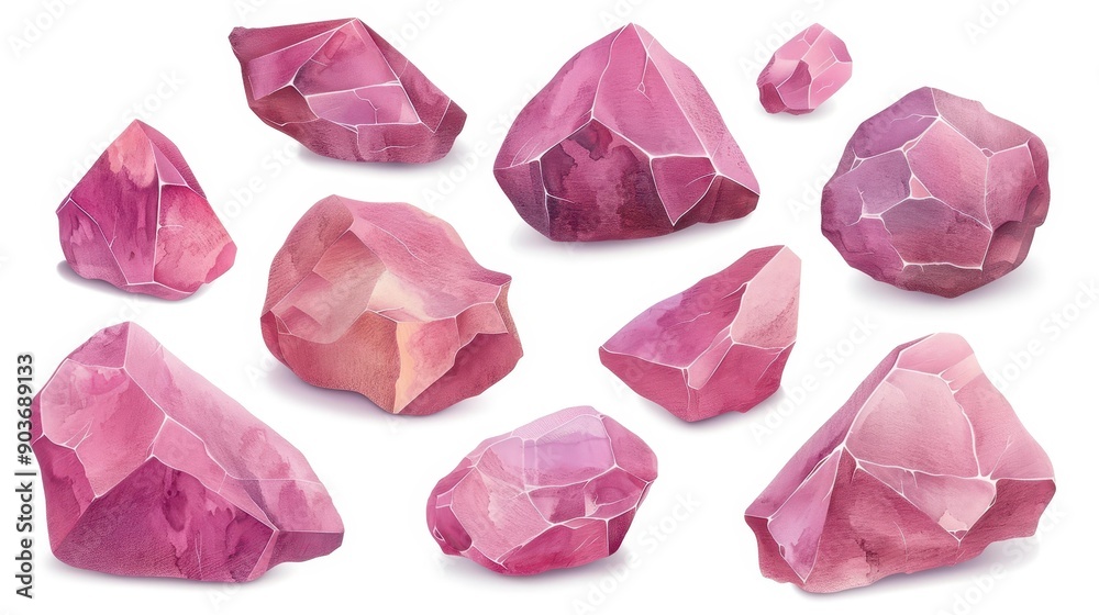 Naklejka premium Stunning June birthstone, Alexandrite, handdrawn in colored pencils. A realistic depiction of beautiful faceted gems.