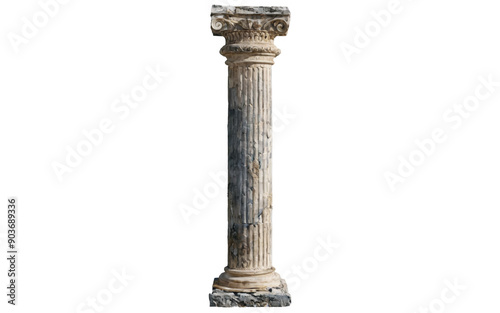 Ancient Greek Roman column It tall slender column Column Isolated on white photo