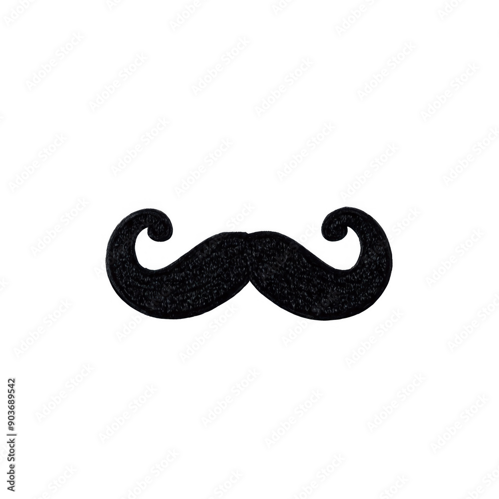 Obraz premium Black embroidered patch shape mustache mustache made textured moustache embroidered patch badge