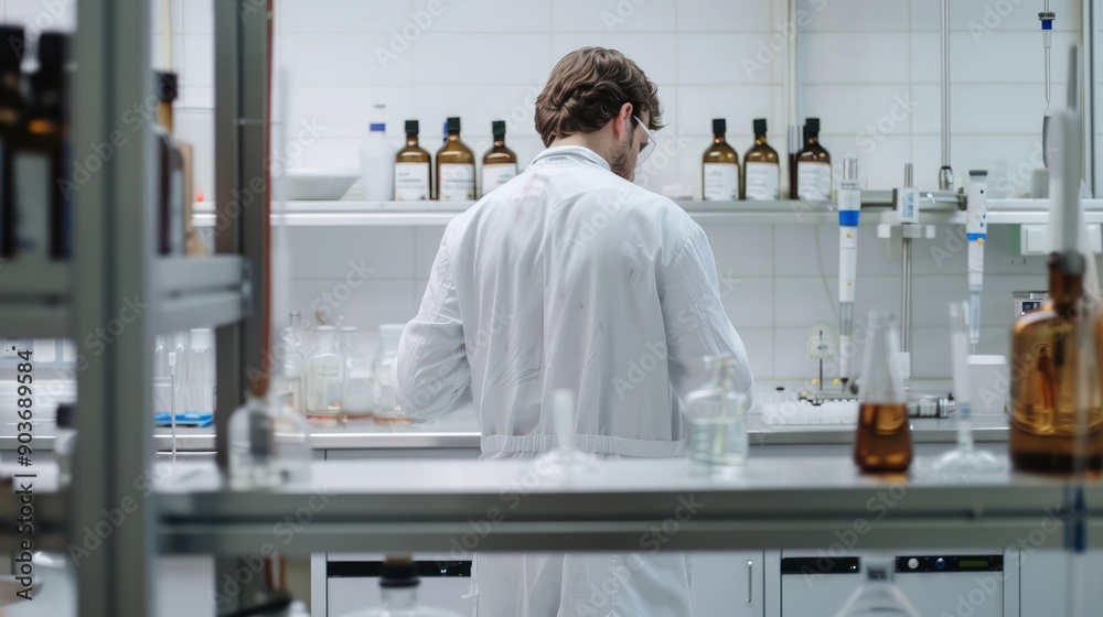 A chemical engineer working in a lab A chemical engineer working in a lab