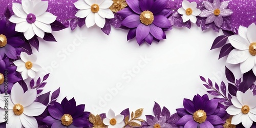 purple theme floral border with white lining and white background © Alteisen Riese