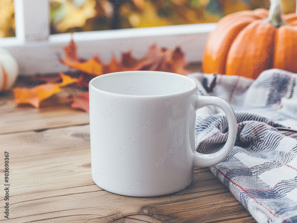 Autumn White Mug Mockup with cozy fall vibe background. Autumn White Mug Mockup with cozy fall vibe background.