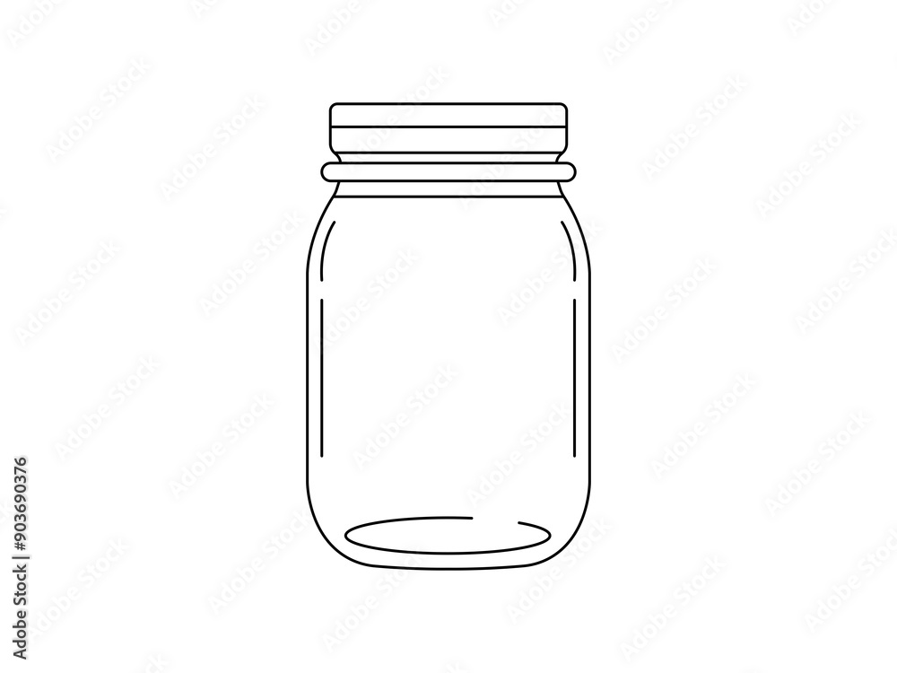 Photography Empty Glass Jar Outline icon vector