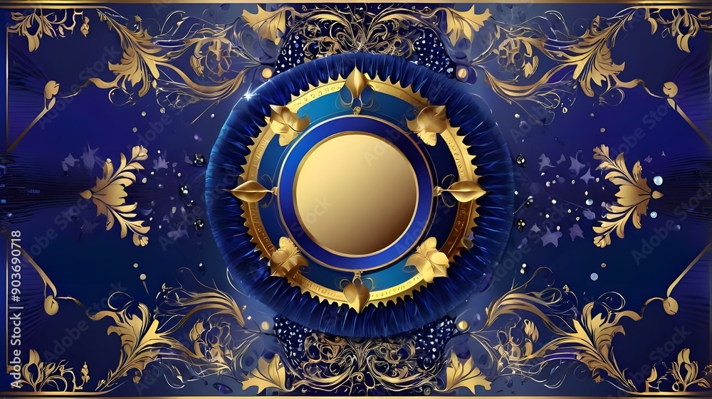 Blue and Gold Royal Awards Graphics Background. Royal Awards Graphics Background. Jubilee Decorative Invitation. Wedding Entertainment Blue and Gold Royal Awards Graphics Background. Royal Awards Graphics Background. Jubilee Decorative Invitation. Wedding Entertainment