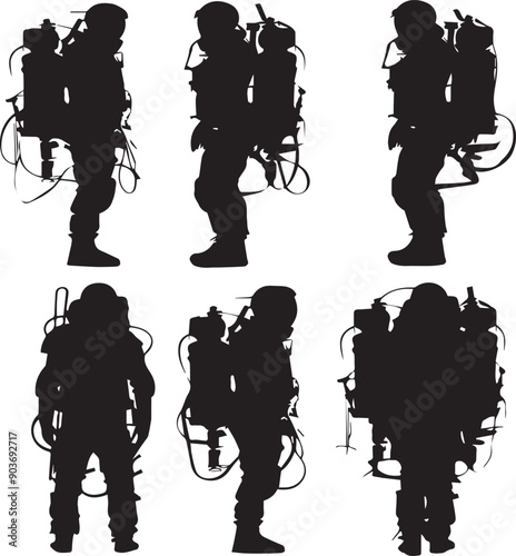 Man Flying Elegant Silhouette Vector Illustrations
