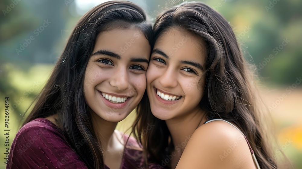 Two woman posing together. Female adult siblings smiling at camera Two woman posing together. Female adult siblings smiling at camera