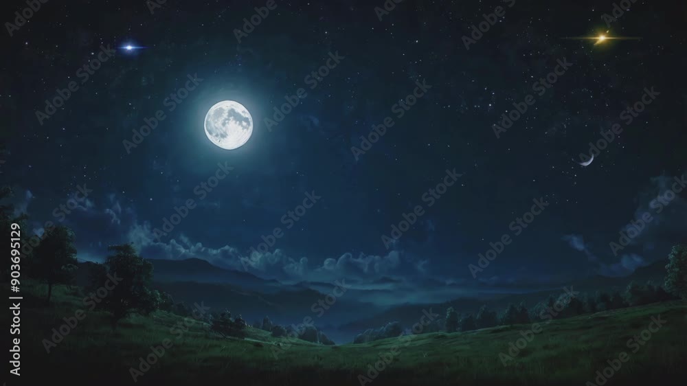 night sky with stars and clouds.Seamless 4k time lapse virtual video animation background
