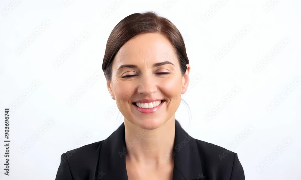 Portrait of a smiling businesswoman on white background, looking at camera Portrait of a smiling businesswoman on white background, looking at camera