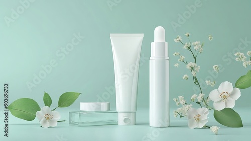 Wallpaper Mural A mockup of a tube bottle designed for skincare cosmetics, featuring a serum dropper or cream lotion. Torontodigital.ca