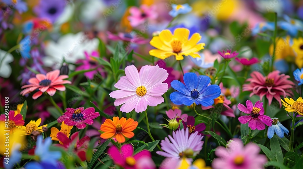 Colorful flower background with a mix of wildflowers in bloom ...