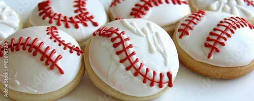 Baseballthemed cookies with royal icing designs, Baseball Themed Food, Decorative treats for celebrations