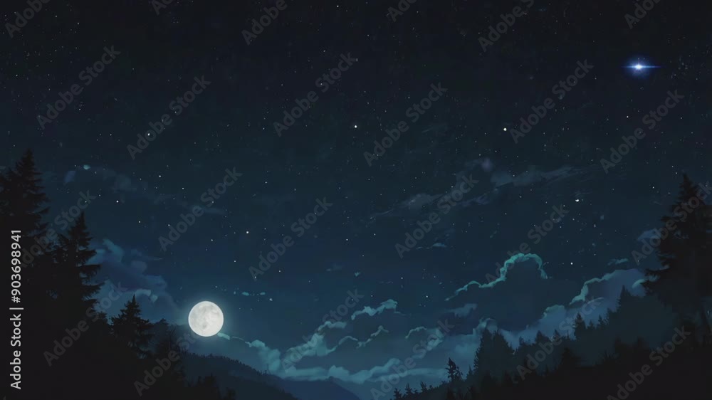 night sky with stars and clouds.Seamless 4k time lapse virtual video animation background night sky with stars and clouds.Seamless 4k time lapse virtual video animation background