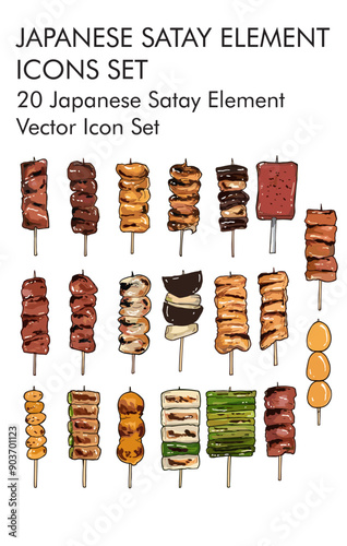 Japanese Satya element logo vector icon set