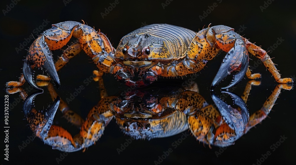 Macro Photography of a Scorpion with its Reflection
