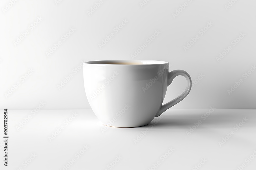 Pure white coffee cup, isolated and centered on a white background, detailed and clean, perfect for mockups. Pure white coffee cup, isolated and centered on a white background, detailed and clean, perfect for mockups.