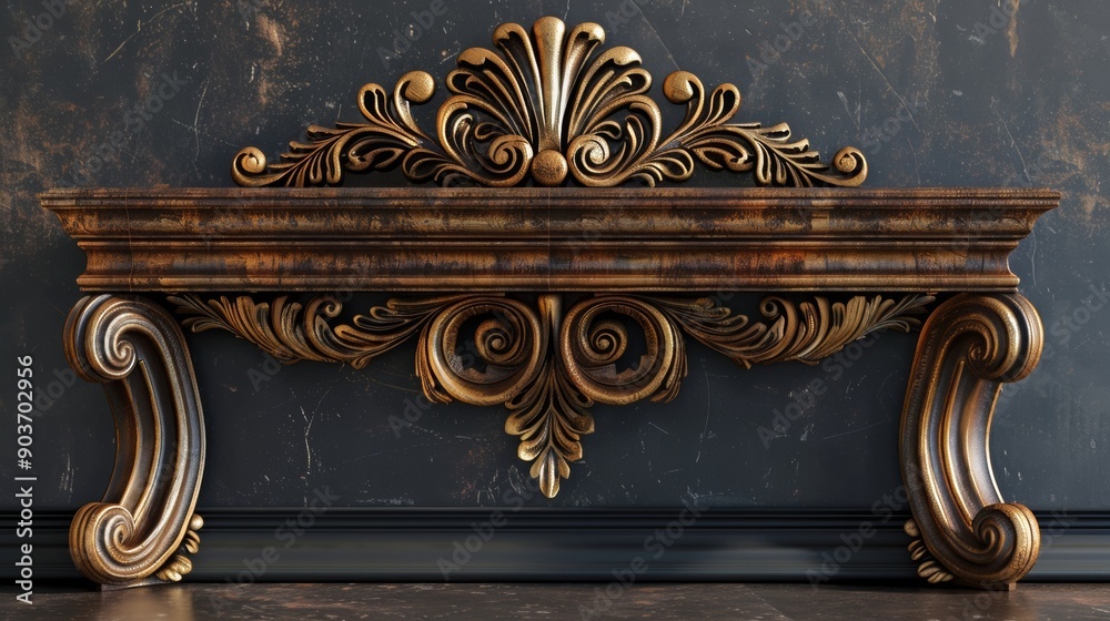 Fototapeta premium A gold and black piece of furniture with a gold trim