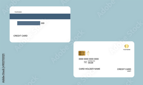 Set of Credit Cards White Blue Color