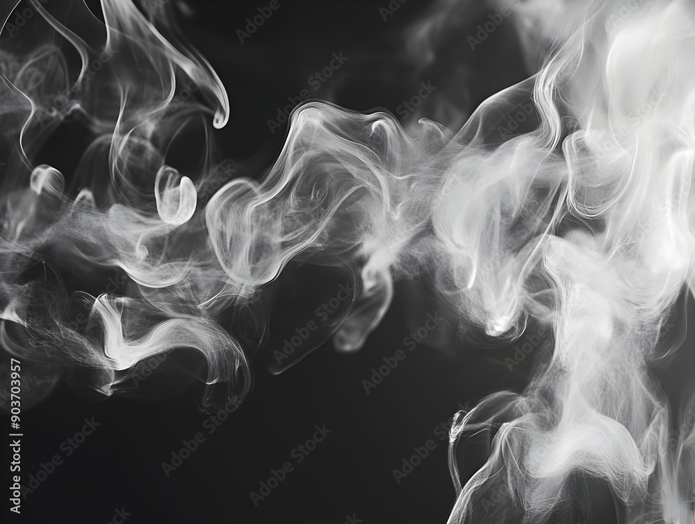 Fototapeta premium Mesmerizing Monochrome Smoke Dance Across Dramatic Black Canvas