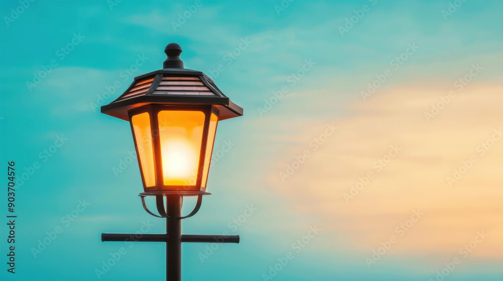 Illuminate the city with public street lights powered by solar panels under a clear blue sky. Illuminate the city with public street lights powered by solar panels under a clear blue sky.